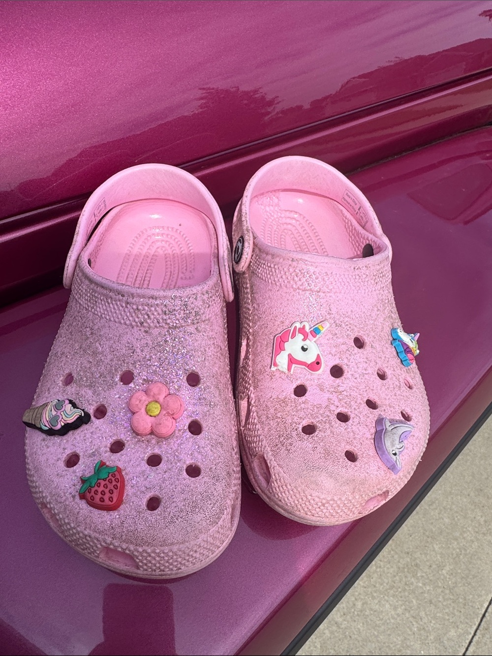 Kids Pink Slip-On Crocs with Fun Charms
